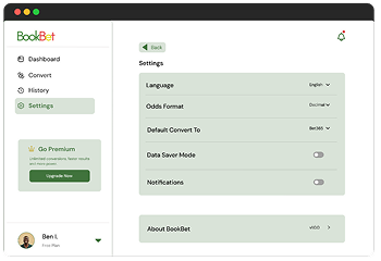 BookBet — Settings